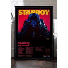 The Weeknd Starboy Siyah Ahşap Çerçeveli Poster, Dekoratif Müzik Albüm Duvar Tablosu
