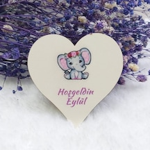 Fil Baskılı Kız Bebek Magnetleri Uv Baskı Kalp Ahşap(30 Adet)