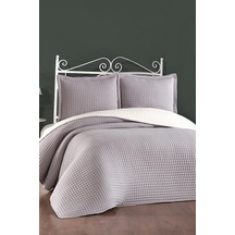 Elisa Dolgulu Çift Taraflı Çift Kişilik 240x260 Cm Yatak Örtüsü Koyu Gri Gri