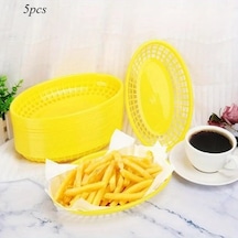 Chuangyinshop 5 Adet Sarı Yeniden Kullanılabilir Izgara Fast Food Servis Sepeti Sarı