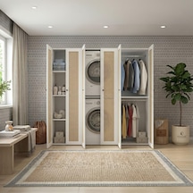 Kenzlife Çamaşır-kurutma Makinesi Dolabı Ve Giysi Dolabı Suyuti Sol Mat Beyaz 180 170 60 Hazeran Kare Kapak Mdf Gövde