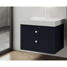 Denko Marsilya 80 Cm Mat Lacivert Banyo Dolabı Alt Modül Lavabo Antrasit