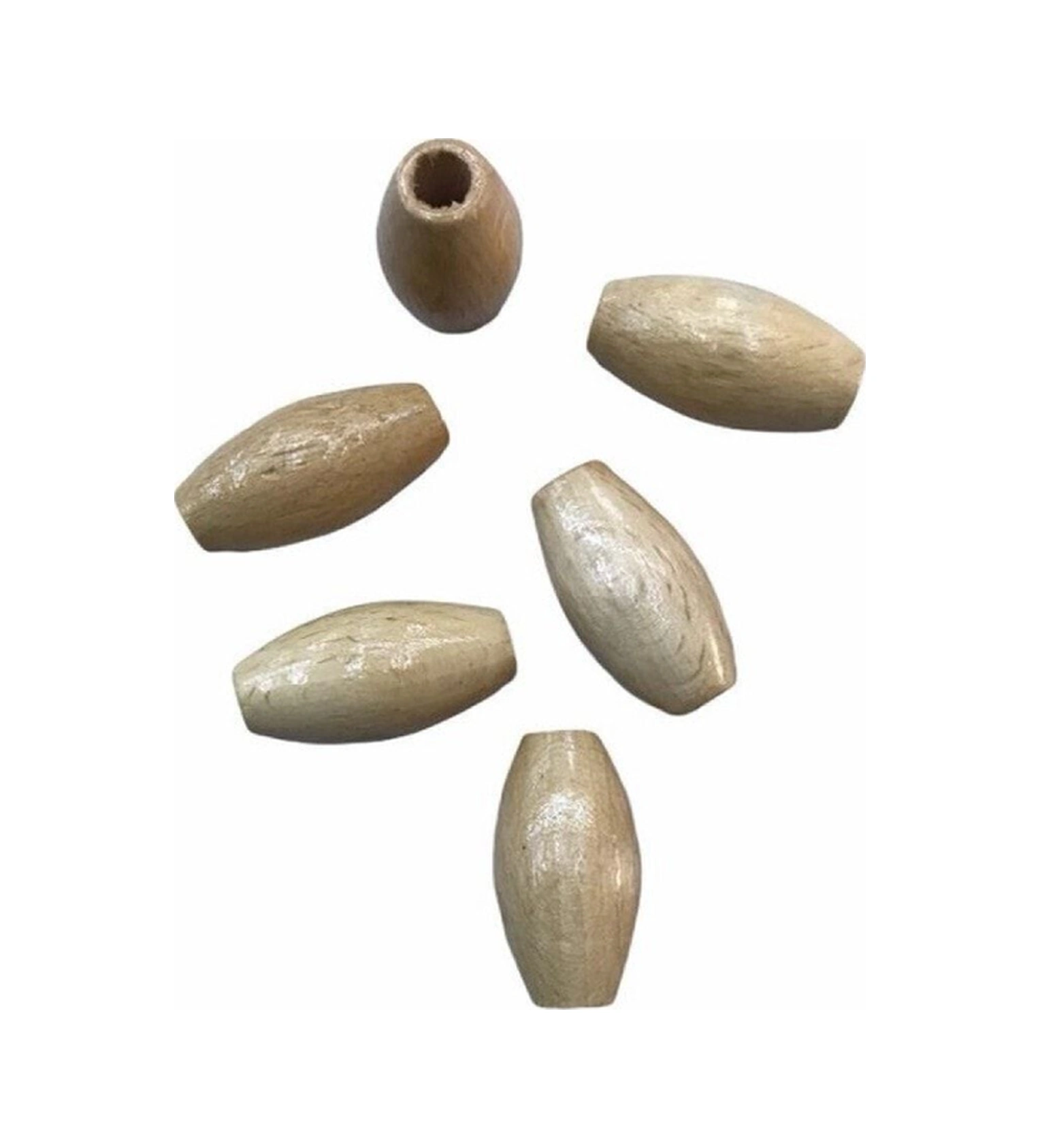 30 Mm Doğal Ahşap Rengi Oval Ahşap Boncuk - 25 Adet