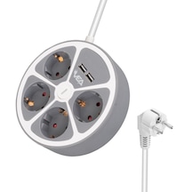 Vea 4'lü Grup Priz 2 Usb Girişli Anahtarlı 1.5 Metre Kablolu Çoklu Priz Uzatma Kablosu Ev Ofis Bilgisayar Telefon Şarj Prizi