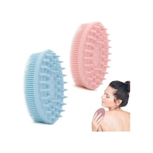 2'si 1 Arada Banyo Ve Şampuan Fırçası, 2 Adet Yumuşak Silikon Peeling Fırçası, Parlak Cilt İçin Silikon Banyo Lifi, Nazik Köpük Ve Temizlik İçin Açık Ceviz