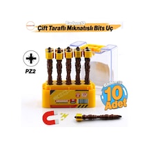 Mıknatıslı Pz2 Bits Uç 10 Adet 65 Mm Renkli Vida Tutucu Sökme Yıldız Matkap Vidalama Ucu S2 Çeliği