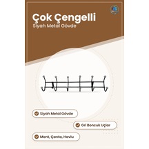 Askılık Siyah Metal Boncuklu Duvar Tipi Mont Havlu Çanta Elbise A Çok Renkli