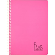 Pruva A4 Pet Spiralli Karton Kapaklı Defter 144 Yaprak - Kareli - Fuşya Çok Renkli