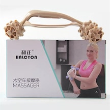 4 Tekerli Selülit Masaj Silinidiri Ahşap Selülit Roller Kahverengi