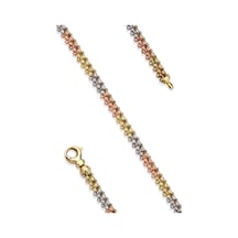 Fiyonk Kuyumculuk 14 Ayar Altın Üç Renk Dorika Örme Roller Bileklik Sarı Altın
