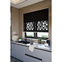 Perdea Lazer Kesim Mat Stor Perde, Lazer Kesimli Klasik Serisi, C-191008 Siyah Renk