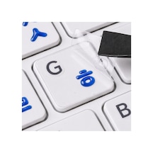 Mavi Korece Klavye Etiketi 3d Uv Kabartmalı 46 Adet Şeffaf Sticker Notebook Ve Masaüstü Uyumlu