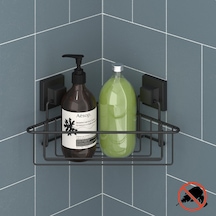 Teknotel Easyfıx Yapışkanlı Tek Katlı Banyo Rafı Mat Siyah Ef251 Siyah