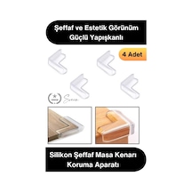 Köşekoruma Silikon Şeffaf Masa Kenarı Koruma Aparatı 4 Adet Yapışkanlı Köşe Koruyucu Bebek Çocuk Gü