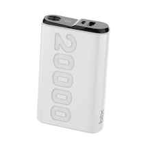 Bix Tpb24 20000mah Pd 20w Usb-c Usb-a Qc 3.0 22.5w Süper Hızlı Şarj Destekli Dijital Ekranlı Mini Powerbank Beyaz Beyaz