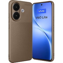 Vivo V60 Lite Auto Focus Karbon Kapak - Kahverengi