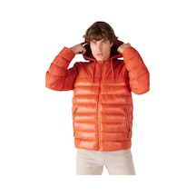 Kapüşonlu Fermuarlı Regular Fit Şişme Mont Erkek Mont W232008 700 Turuncu