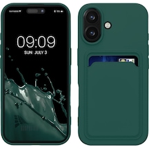 Apple Uyumlu iPhone 16  Kartlıklı Silikon Kılıf Kamera Korumalı Pastel Renk Esnek Kapak - Yeşil