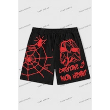 Tarzsokak Y2k Unisex Yaz Şort Bermuda Harajuka Anime Retro Kod-11533 Siyah