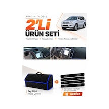 E-biz Toyota Land Cruıser Prado 2002-2009 Uyumlu Torpido + Tay Tüyü Çanta - Siyah-mavi - To020