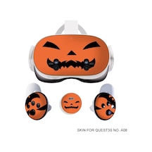 Meta Quest 3s Vr Kulaklık Denetleyici Çıkartmaları Cadılar Bayramı Desenli Vinil Koruyucu Kapak Black