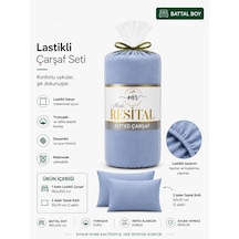 Resital Lastikli Çarşaf Seti Battal Boy Mavi