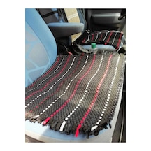 Terletmez 3'lü Minder Set Serme Kilim Siyah Beyaz Siyah - Kırmızı