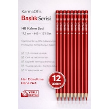 Kırmızı Başlık Kalemi Hb 17,5 Cm 12 Adet Öğretmen Düzeltme Kalemi Yerli Üretim Kırmızı 12