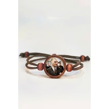 Tahtakolik Mustafa Kemal Atatürk Ahşap Bileklik Tek Ebat N11.55744 Kahverengi