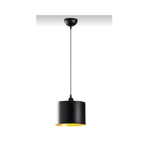 Rys Retro Metal Dekoratif Siyah İçi Gold Kafe Mutfak Tekli Sarkıt Avize Çap:20 Cm Beyaz