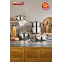 Kahramanlar Yağmur 10 Parça Gold Çelik  Tencere Seti