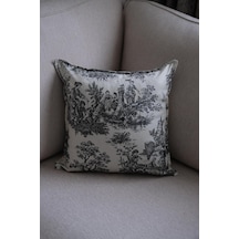 Siyah Kırlent Vintage Desenli 45x45 Dekoratif Yastık Kılıfı Siyah - 693923511 Siyah
