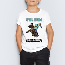 Isme Özel Minecraft Baskılı Unisex Çocuk Tişört T-Shirt Mr-07