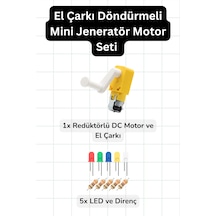 El Çarkı Döndürmeli Mini Jeneratör Motor Seti Elektrik Üreten Deney Kiti