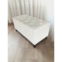 Lüks Sandıklı Kapitoneli Ayakucu Puf Bench 120 Cm Siyah Ayak Beyaz