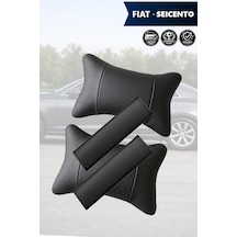 Fiat Seicento Uyumlu Siyah Deri Kemer Koruyucu Deri Yastık Lüks Set