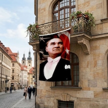Ay Yıldızlı Bayrak Atatürk Portresi Poster Bayrak Premium Raşel Kumaş Ata15 Diğer