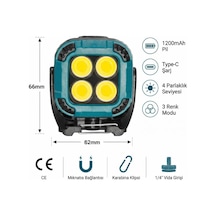 İdragon W8129-4 Şarjlı Cob Led Çalışma Lambası Mıknatıslı & Askı Klipsli Acil Durum Feneri
