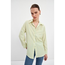 Stella Pulvis Sarı Oversize Çizgili Gömlek Sarı