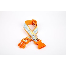 Pati Desenli Dokuma Köpek Boyun Tasması 3 Cm X 36-60 Cm Turuncu - Elwm-300523 Çok Renkli