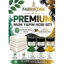 Premium Mum Yapım Hobi Seti - Parafin Wax 500 Gr - 3'lü Toz Mum Boyası Seti - Yeşil, Siyah, Sarı Bkfabpw5003yssr Karışık