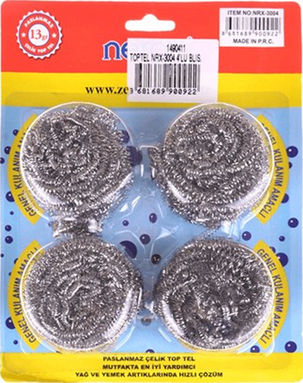 Nerox Çelik Top Tel Ovma Teli 4 Lü Blister Nrx-f3004
