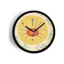 Tropikal Yengeç Motifli Modern Duvar Saati - 30cm - Önü Camlı Siyah Kasa - Sessiz Mekanizma-jh0524 Siyah