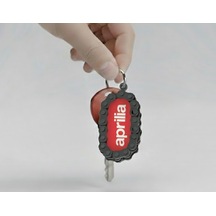 Aprilia Logolu Özel Tasarım Zincir Detaylı Motosiklet Anahtarlığı Beyaz - Kırmızı