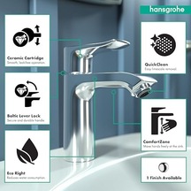 Metris Modern Zamansız Kolay Temizleme 1-kulp 1 7" Uzunluğunda Krom Banyo Lavabo Bataryası, 31204001 Açık Bej