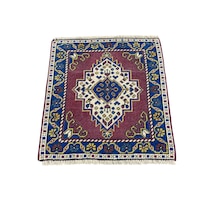 El Dokuma Eskitme Taşpınar Halısı 55x62 Mor Retro Küçük Halı Mor