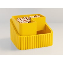 3d Baskı Fıstık Kasesi - Çift Hazneli Kabuk Ayırıcı Sunum Kasesi - Sarı Sarı Çok Renkli
