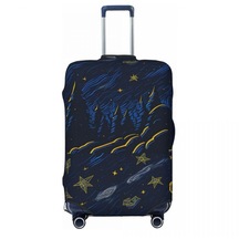 Orman Yıldızlı Bavul Kapağı Gece Gökyüzü Çizim Yıldızlar Doğa Pratik Seyahat Koruyucu Bagaj Malzemeleri Tatil
