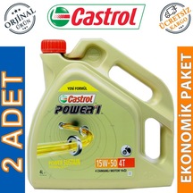 Castrol PoWer 1 4t 15W-50 4 L 4 Zamanlı Motosiklet Yağı (2 Adet)