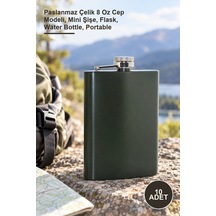 10 Adet Matara Paslanmaz Çelik 8 Oz Cep Modeli, Mini Şişe, Flask, Water Bottle, Portable Diğer